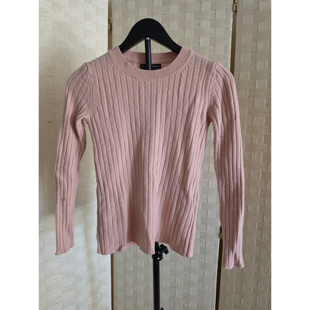 Banana Republic Italian Filpucci Yarn Ribbed Crewneck Sweater Pink XS